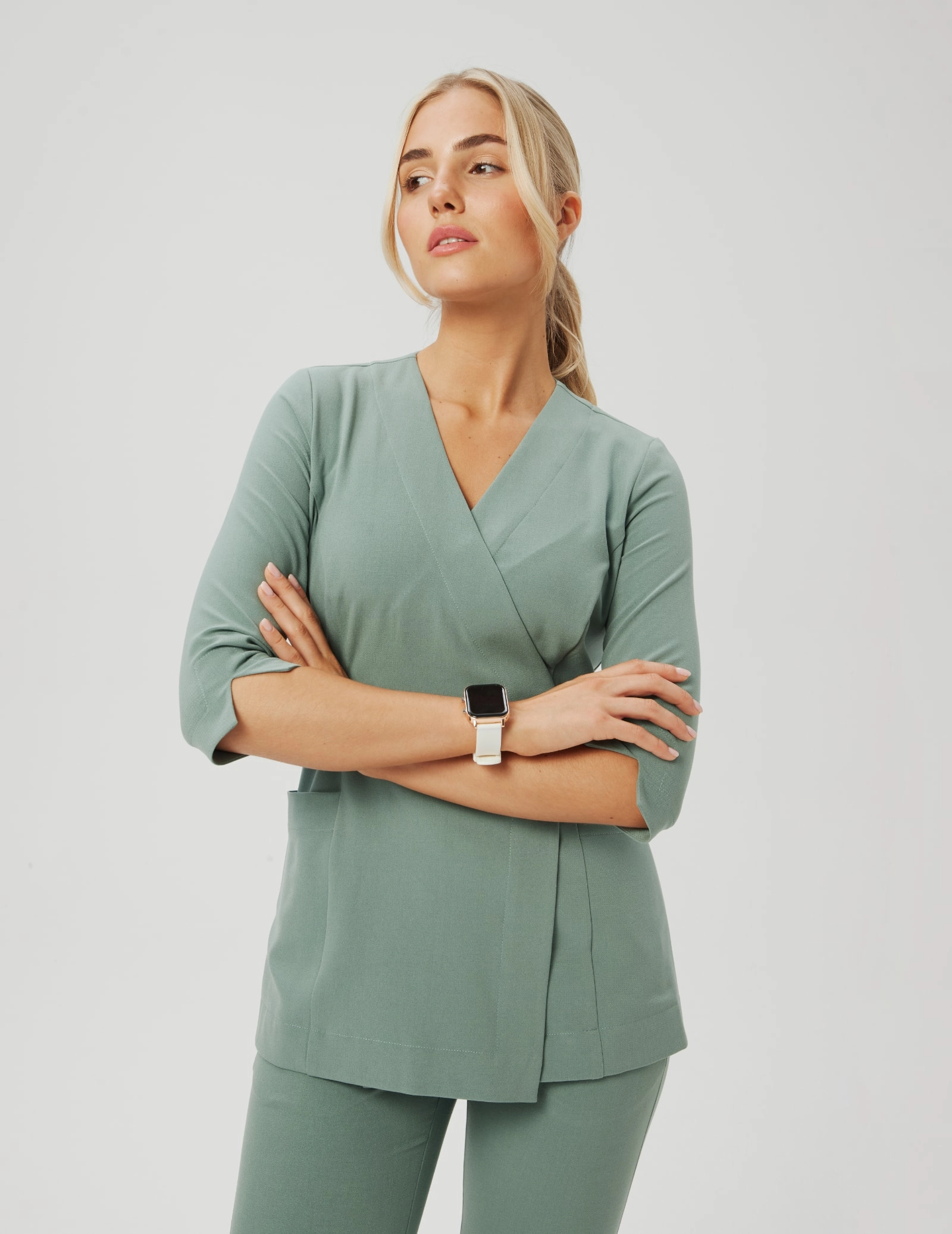 Casacca Medica con Lacci Rosalie - DUSTY GREEN