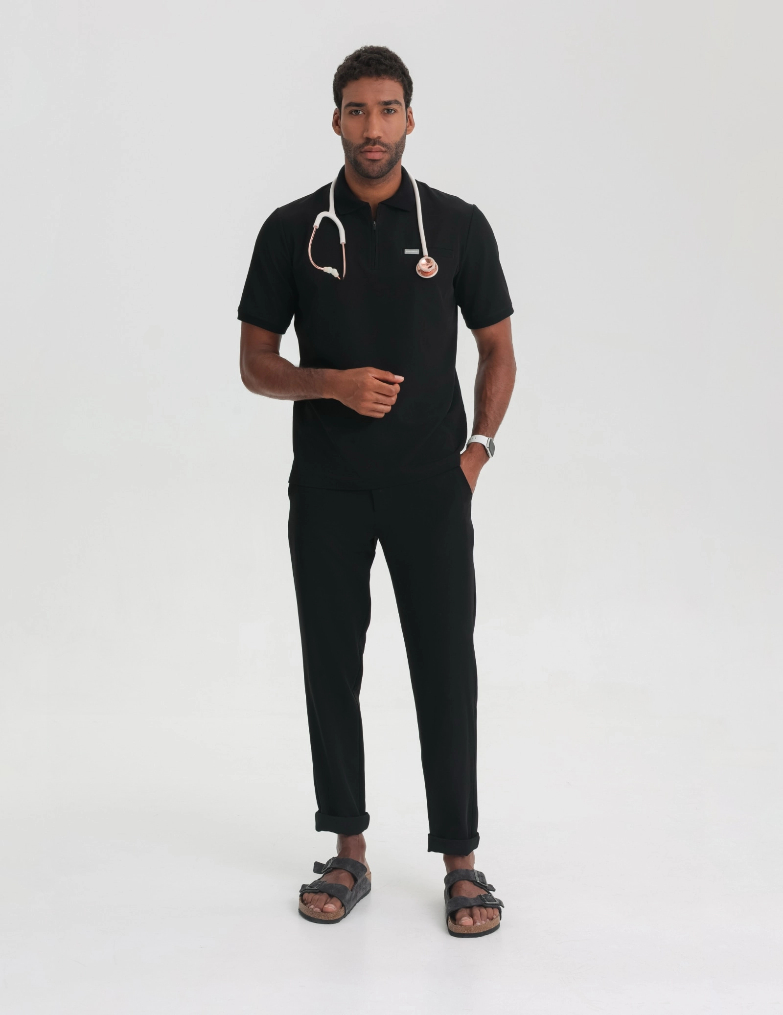 Casacca Medica Polo da Uomo - BLACK