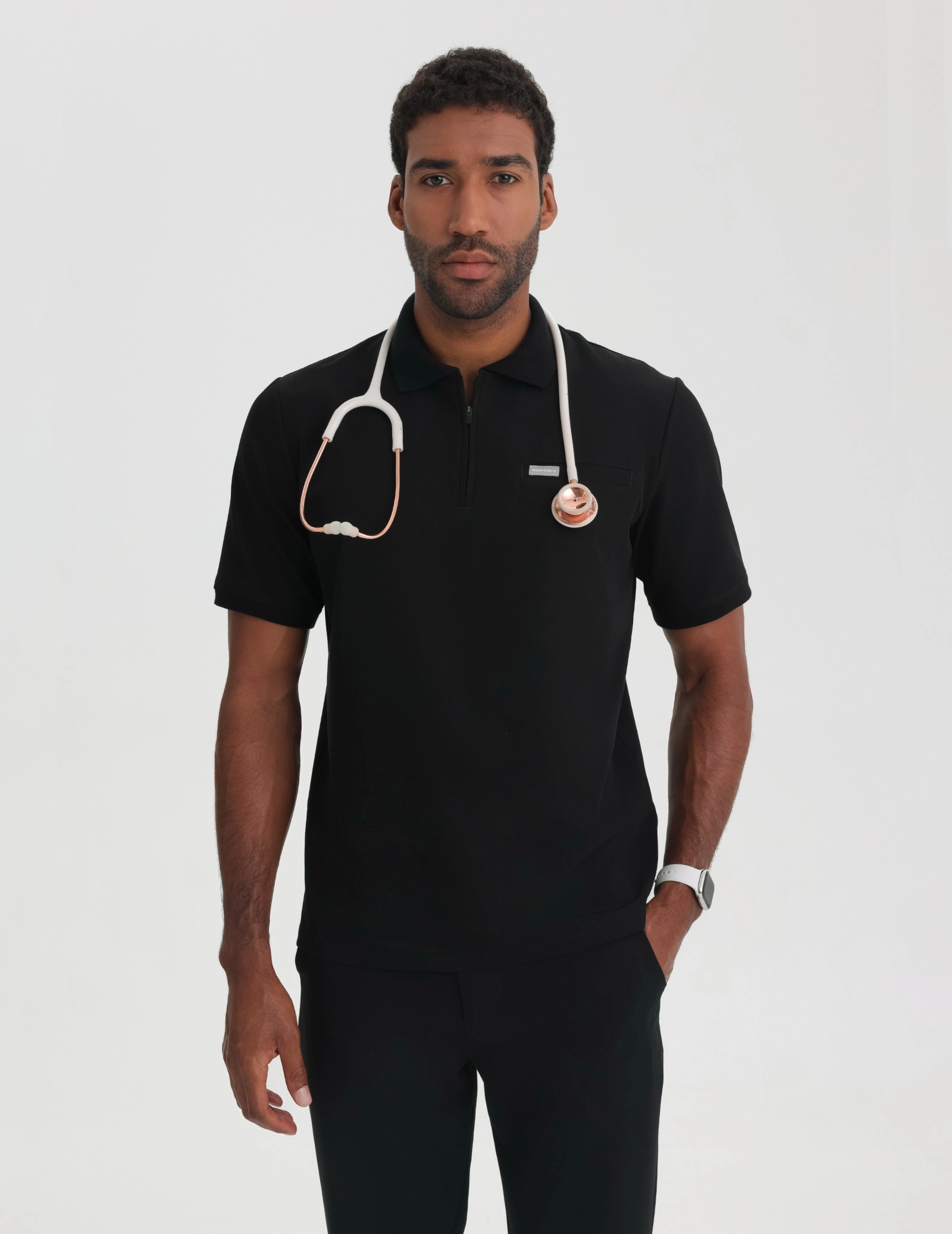 Casacca Medica Polo da Uomo - BLACK