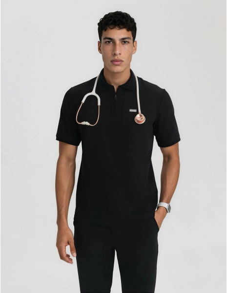 Casacca Medica Polo da Uomo - BLACK