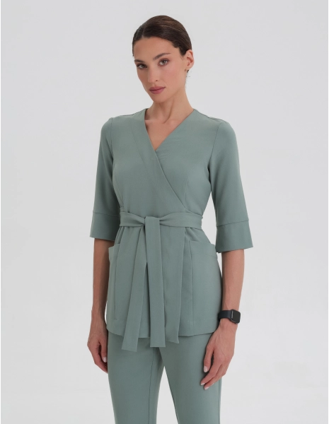 Casacca Medica con Lacci Rosalie - DUSTY GREEN