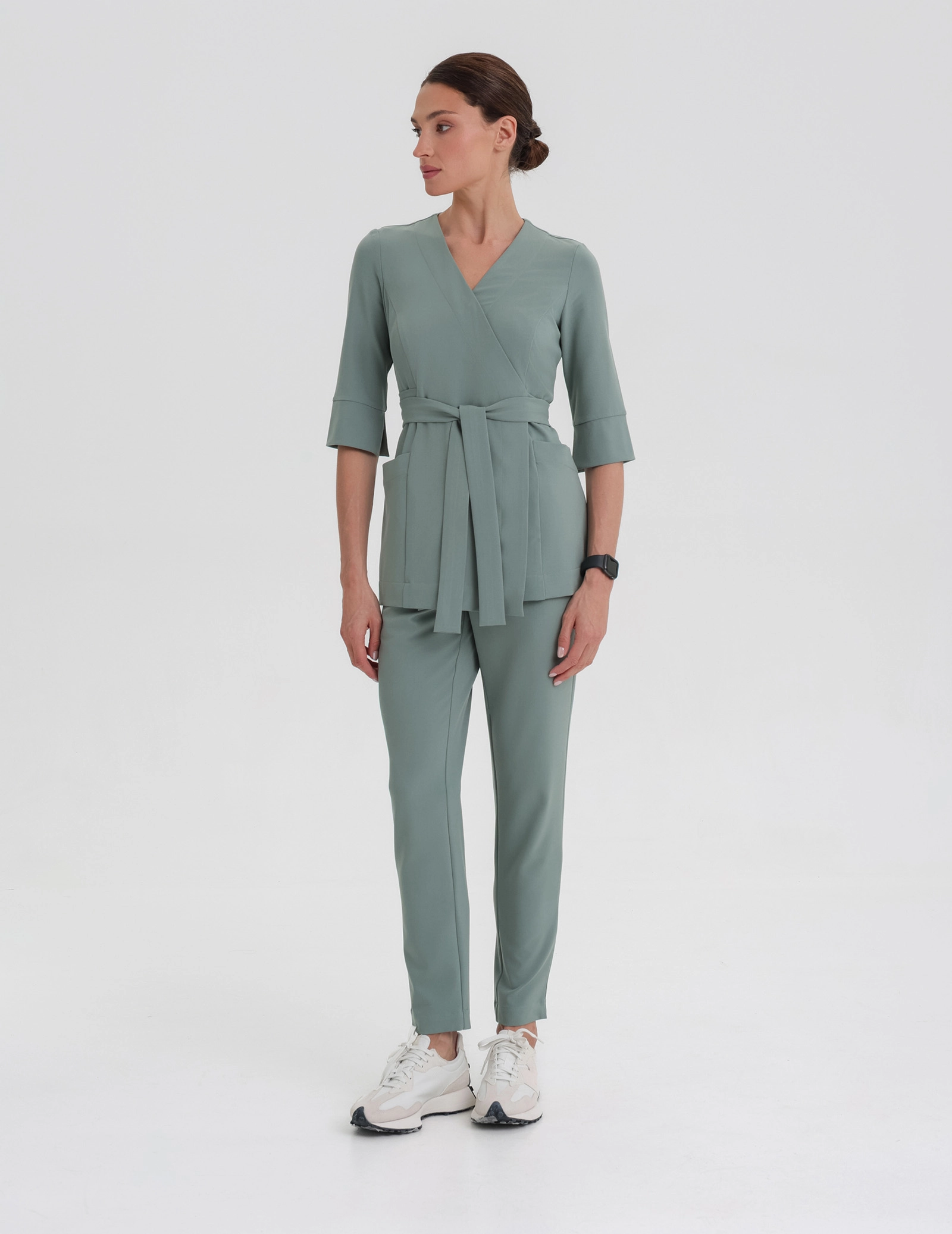 Casacca Medica con Lacci Rosalie - DUSTY GREEN