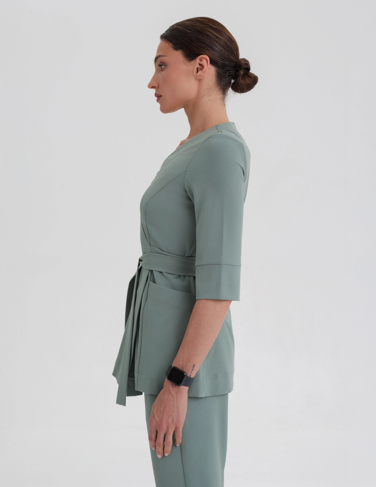 Casacca Medica con Lacci Rosalie - DUSTY GREEN