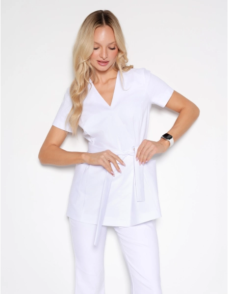Casacca Medica con Lacci Auri - WHITE
